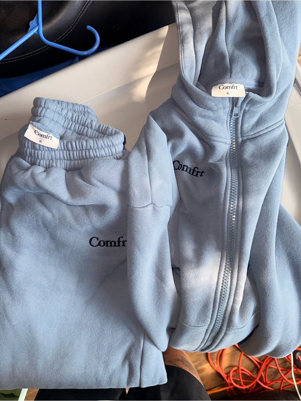 Comfrit Kids Light Blue Hooded Matching Set - Zip Jacket & Sweatpants